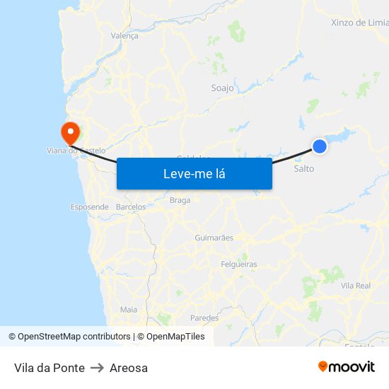 Vila da Ponte to Areosa map