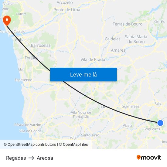 Regadas to Areosa map