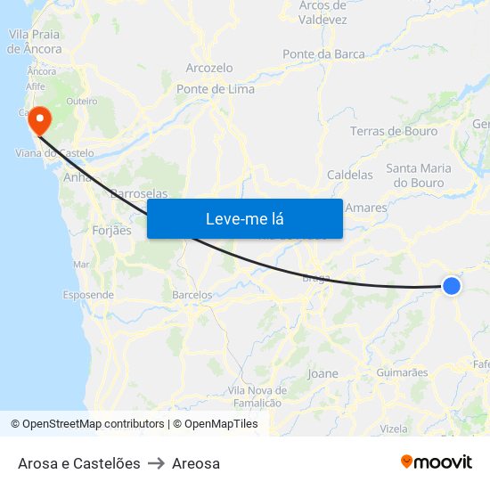 Arosa e Castelões to Areosa map
