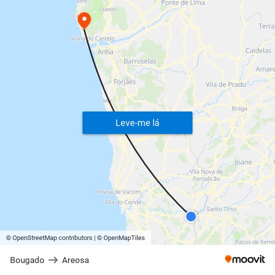 Bougado to Areosa map