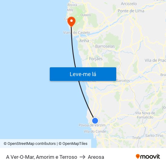 A Ver-O-Mar, Amorim e Terroso to Areosa map