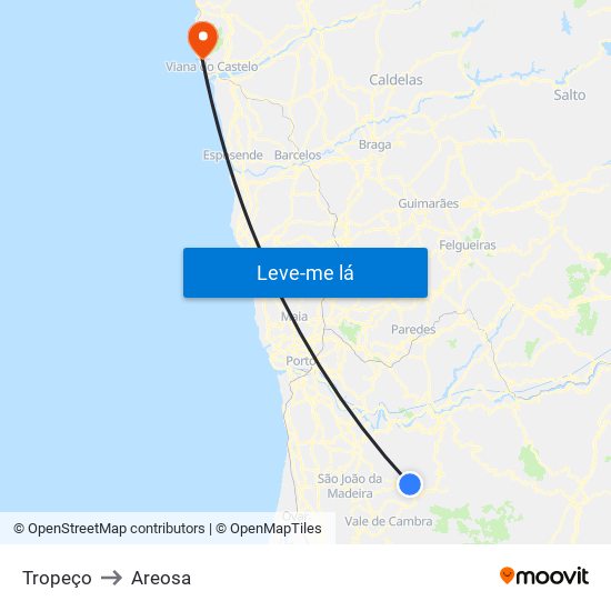 Tropeço to Areosa map