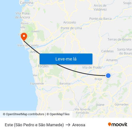 Este (São Pedro e São Mamede) to Areosa map