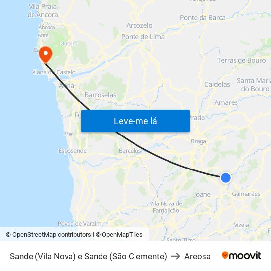 Sande (Vila Nova) e Sande (São Clemente) to Areosa map