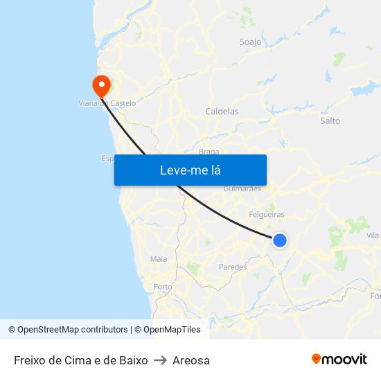 Freixo de Cima e de Baixo to Areosa map