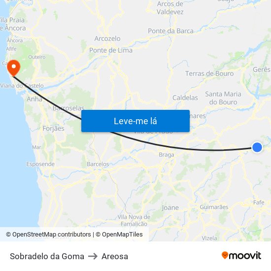 Sobradelo da Goma to Areosa map