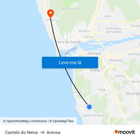 Castelo do Neiva to Areosa map