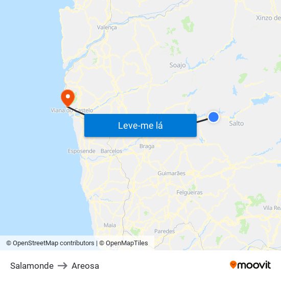 Salamonde to Areosa map