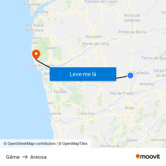 Gême to Areosa map