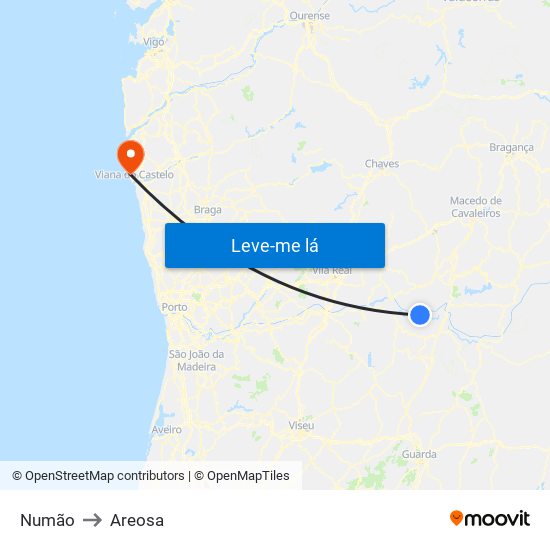 Numão to Areosa map