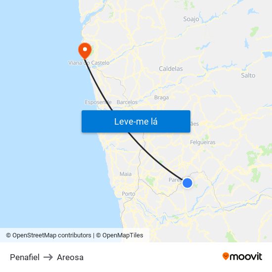 Penafiel to Areosa map
