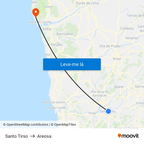Santo Tirso to Areosa map