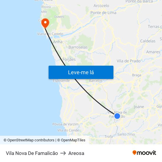 Vila Nova De Famalicão to Areosa map