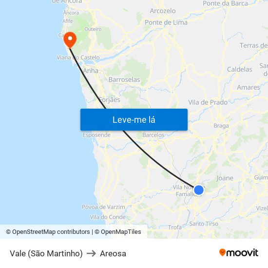 Vale (São Martinho) to Areosa map