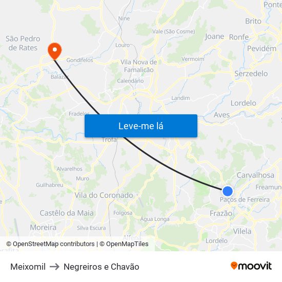 Meixomil to Negreiros e Chavão map