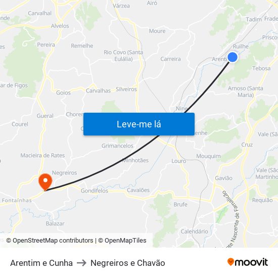 Arentim e Cunha to Negreiros e Chavão map