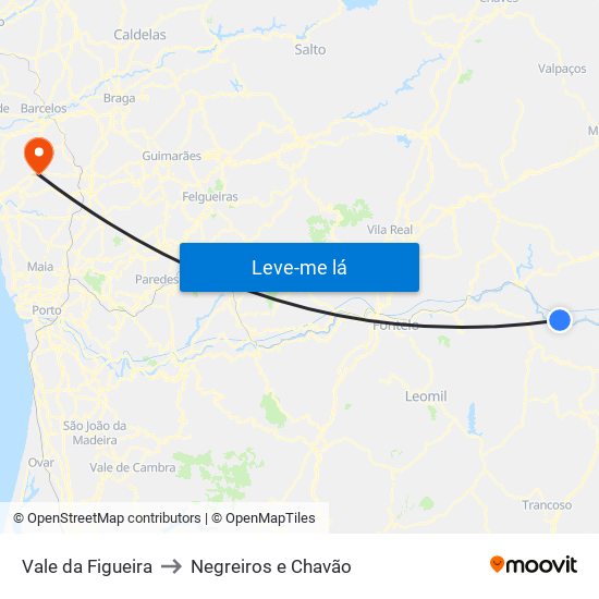 Vale da Figueira to Negreiros e Chavão map