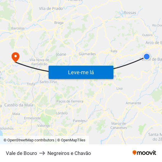 Vale de Bouro to Negreiros e Chavão map