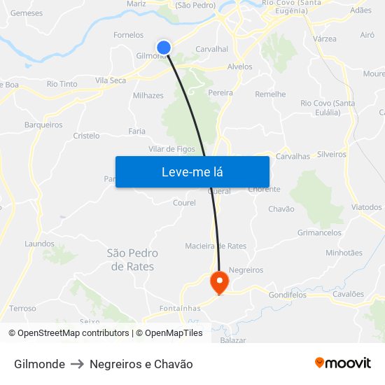 Gilmonde to Negreiros e Chavão map