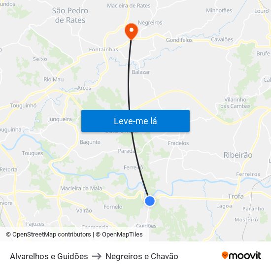 Alvarelhos e Guidões to Negreiros e Chavão map