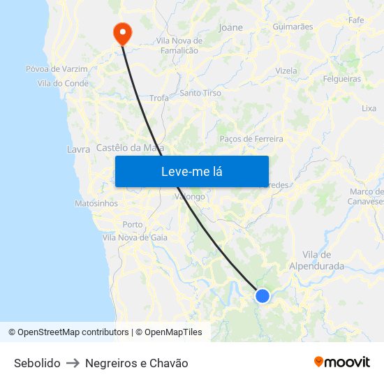 Sebolido to Negreiros e Chavão map