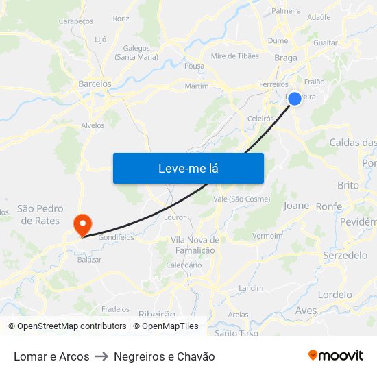 Lomar e Arcos to Negreiros e Chavão map