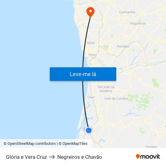 Glória e Vera Cruz to Negreiros e Chavão map