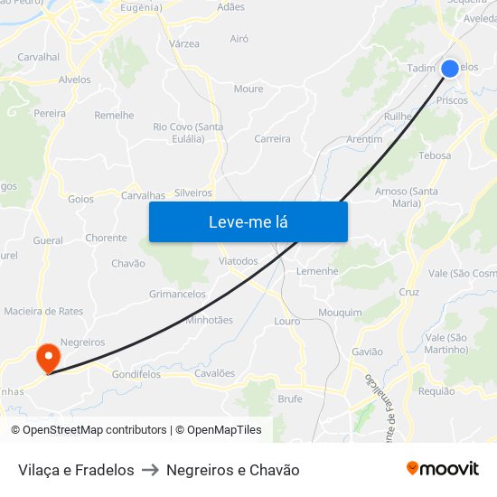 Vilaça e Fradelos to Negreiros e Chavão map