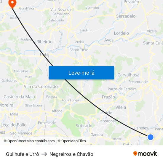 Guilhufe e Urrô to Negreiros e Chavão map