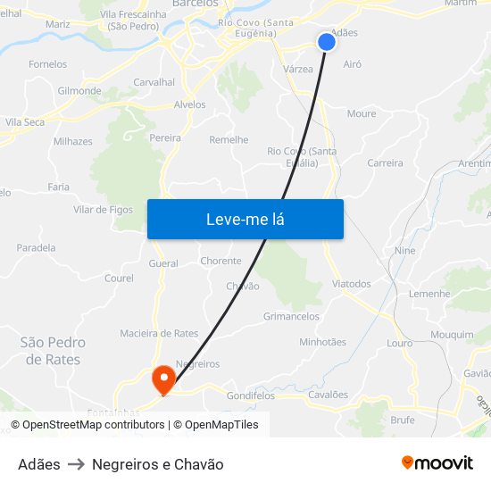 Adães to Negreiros e Chavão map