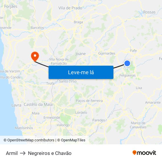 Armil to Negreiros e Chavão map