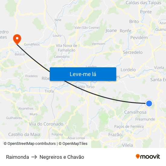 Raimonda to Negreiros e Chavão map