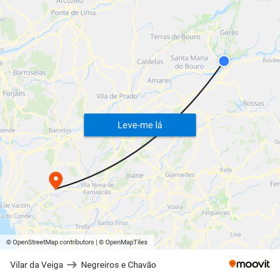 Vilar da Veiga to Negreiros e Chavão map