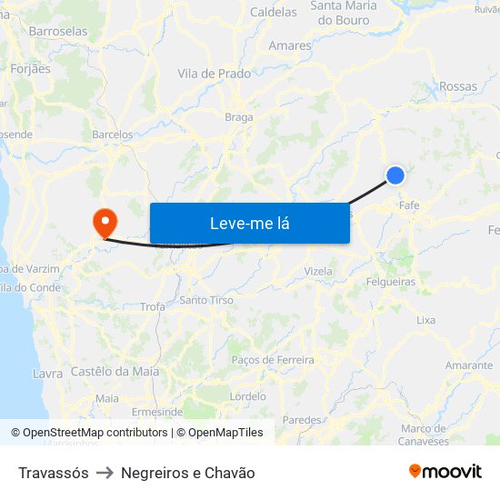 Travassós to Negreiros e Chavão map