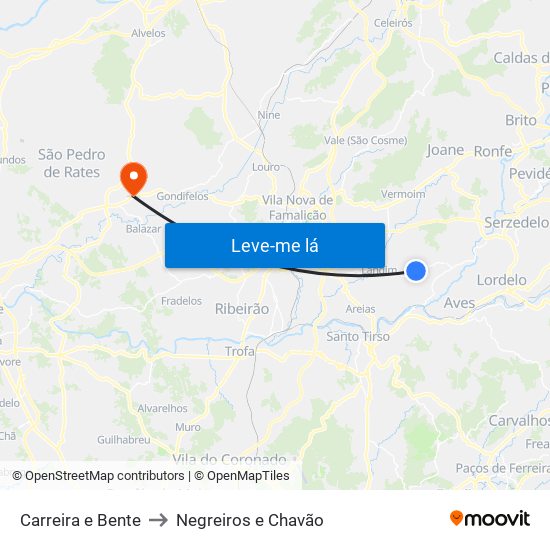 Carreira e Bente to Negreiros e Chavão map