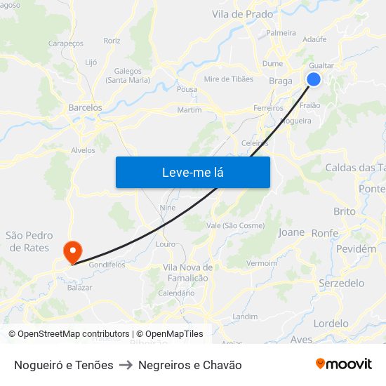 Nogueiró e Tenões to Negreiros e Chavão map