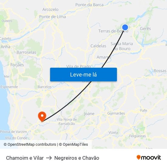 Chamoim e Vilar to Negreiros e Chavão map