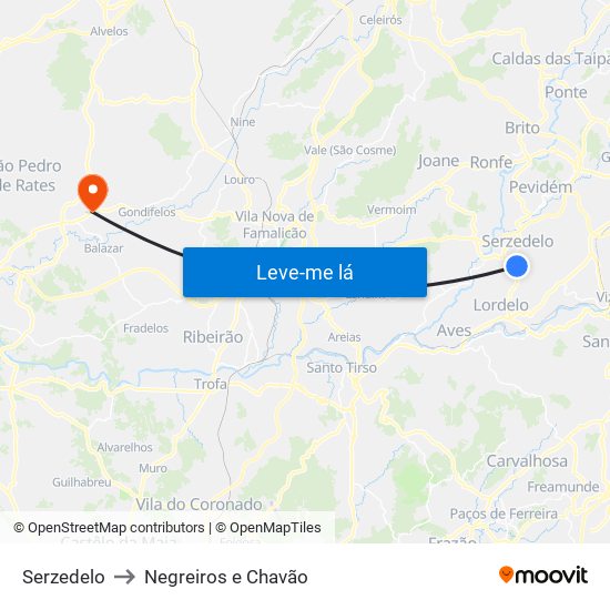 Serzedelo to Negreiros e Chavão map