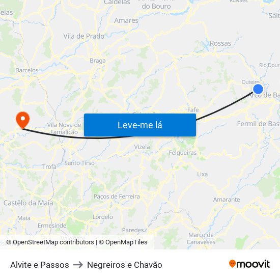 Alvite e Passos to Negreiros e Chavão map