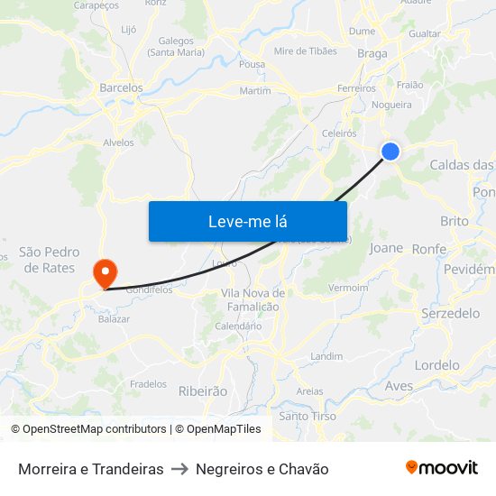 Morreira e Trandeiras to Negreiros e Chavão map