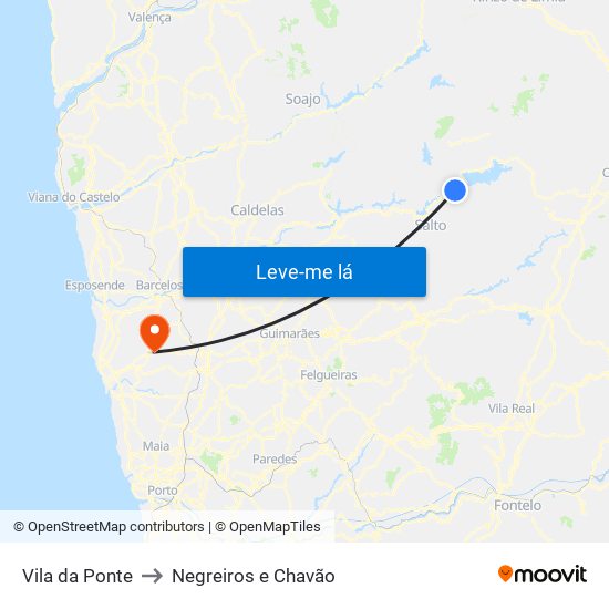 Vila da Ponte to Negreiros e Chavão map