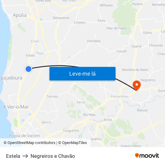 Estela to Negreiros e Chavão map