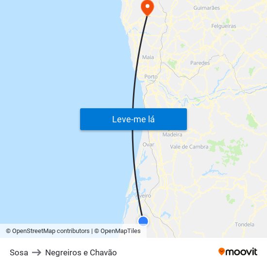 Sosa to Negreiros e Chavão map