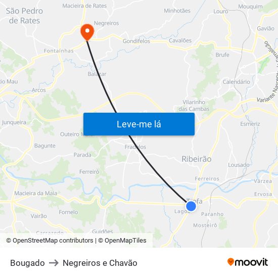 Bougado to Negreiros e Chavão map