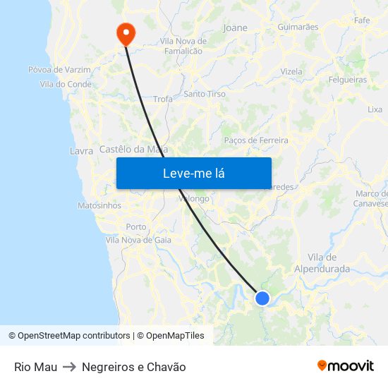 Rio Mau to Negreiros e Chavão map