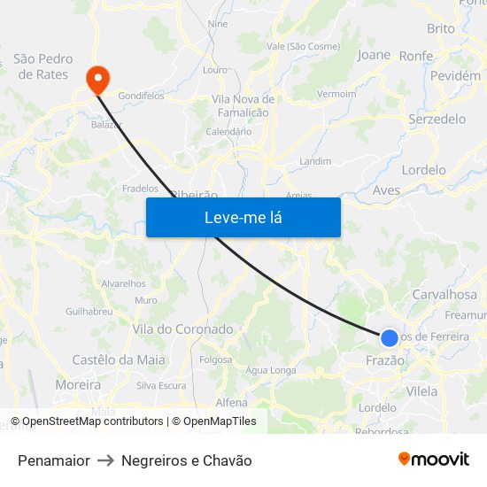 Penamaior to Negreiros e Chavão map