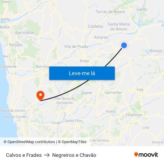 Calvos e Frades to Negreiros e Chavão map