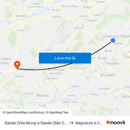 Sande (Vila Nova) e Sande (São Clemente) to Negreiros e Chavão map
