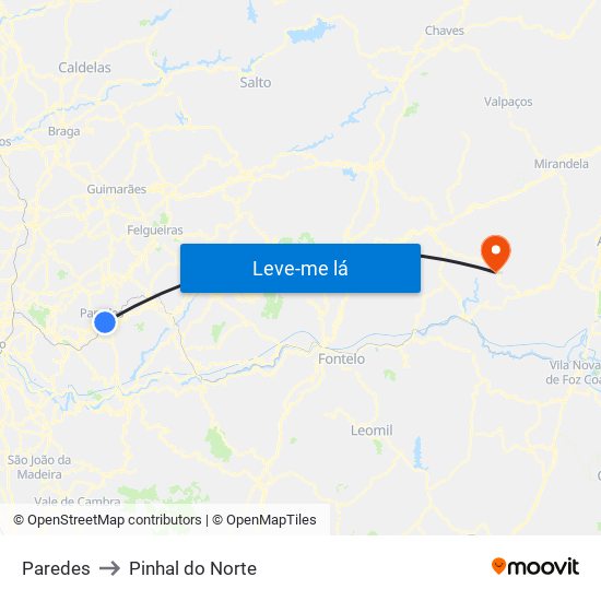 Paredes to Pinhal do Norte map