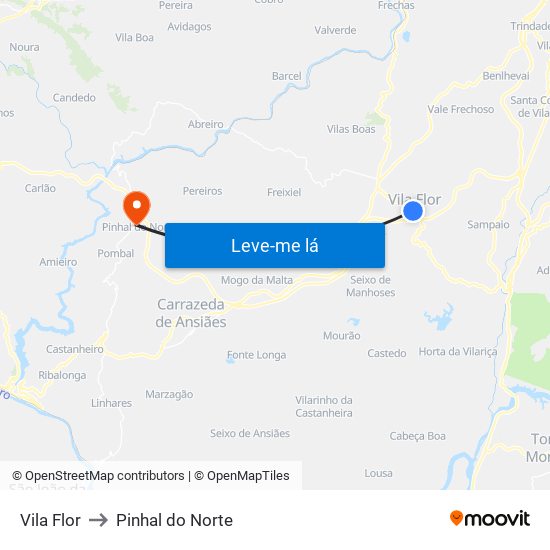 Vila Flor to Pinhal do Norte map